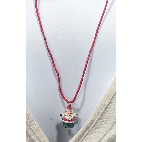 Dainty Christmas Themed Santa Pendant Necklace - Picture 4 of 6
